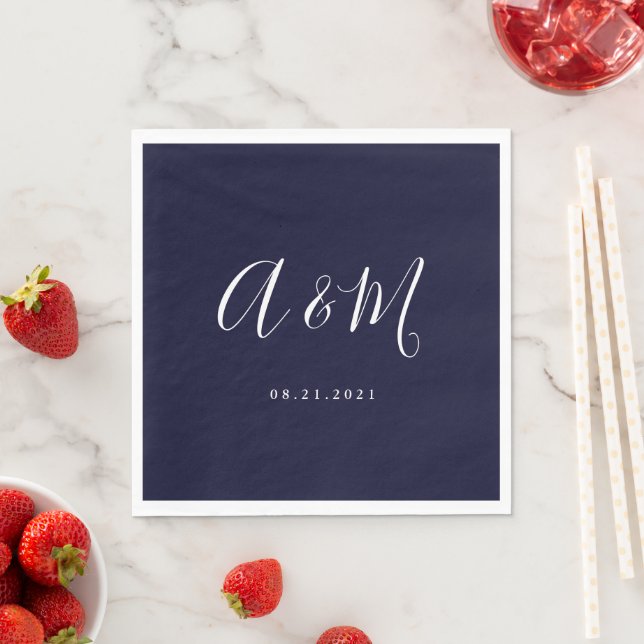 Marinierte White Elegant Monogram Wedding Serviette (Beispiel)