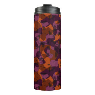 marinrot und orange camouflage abstrakt thermosbecher