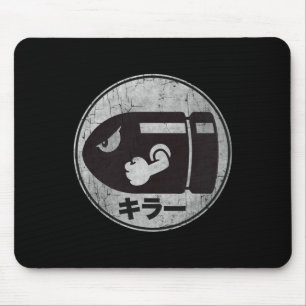 Mario Bullet Bill Distressed Kanji Logo Mousepad