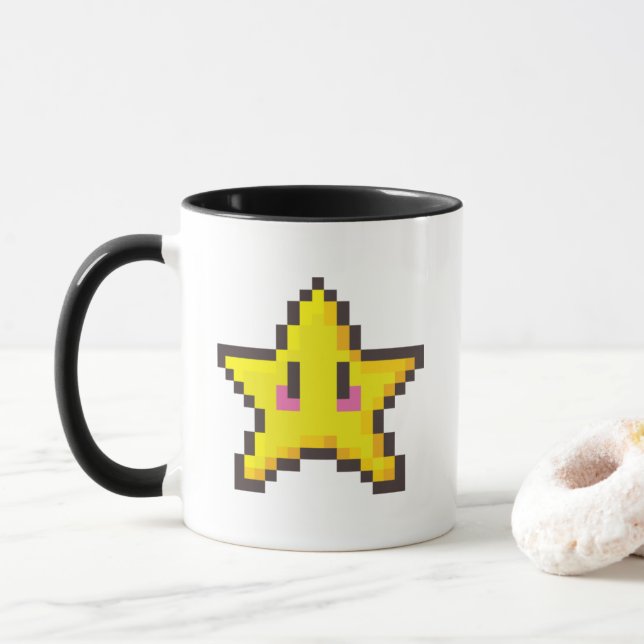 Mario-Star-Tasse Tasse (Mit Donut)