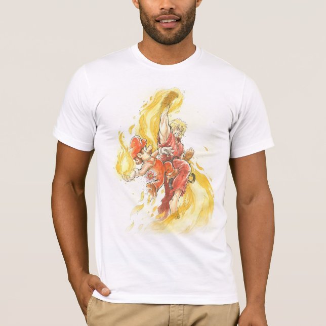 Mario vs Ken Masters T-Shirt (Vorderseite)