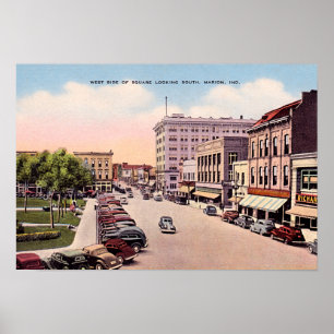 Marion, Indiana Downtown View Poster