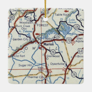 Marion NC Vintag Map Keramikornament