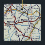 Marion und Mullins SC Vintag Map Keramikornament<br><div class="desc">Weihnachtsschmuck für Marion South Carolina und Mullins mit Vintager Straßenkarte.</div>