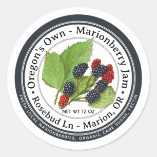 MARIONBERRY - BLACKBERRY BIO JAM ETIKETT RUNDER AUFKLEBER