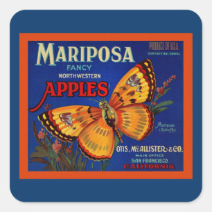 Mariposa-Äpfel Quadratischer Aufkleber