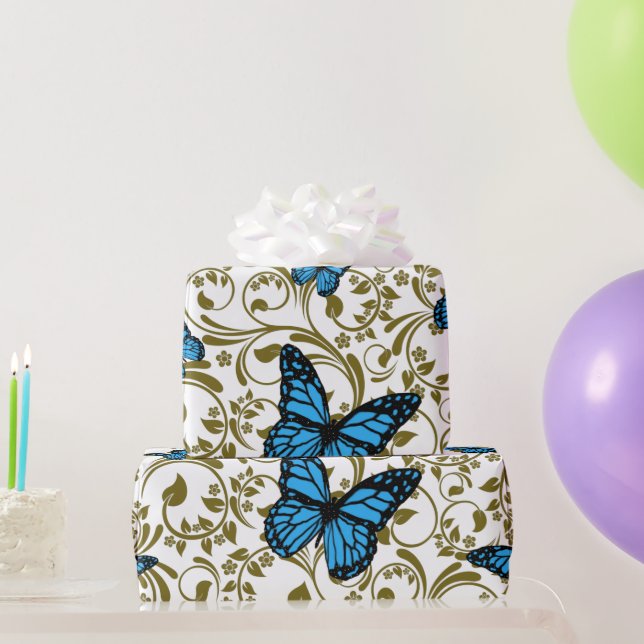 Mariposa azul en el jardín geschenkpapier (Partygeschenke)