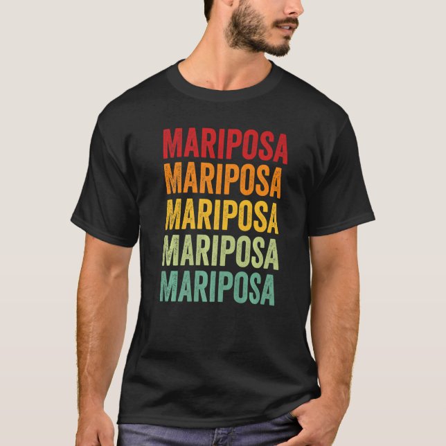 Mariposa County California Rainbow Text T-Shirt (Vorderseite)