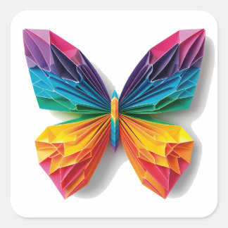 Mariposa de origami multicolor quadratischer aufkleber