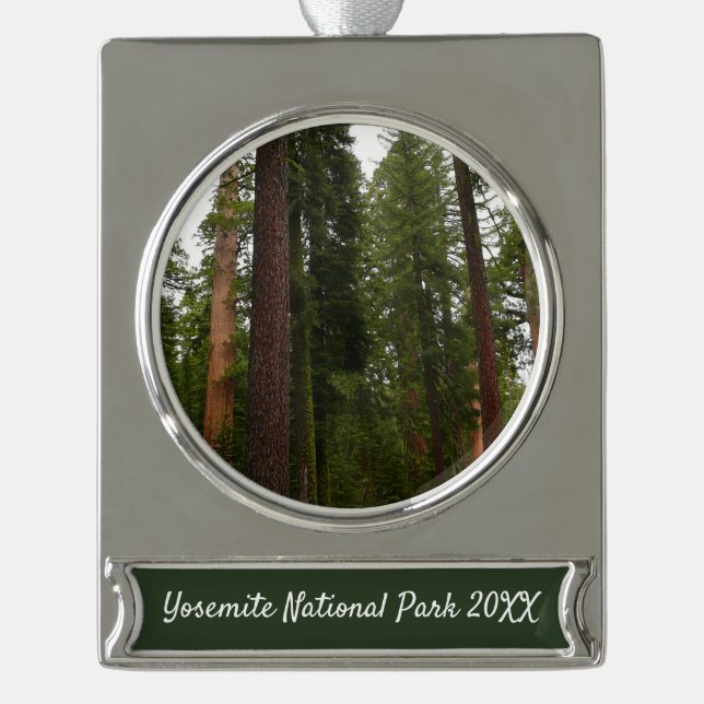 Mariposa Grove im Yosemite-Nationalpark Banner-Ornament Silber (Vorderseite)