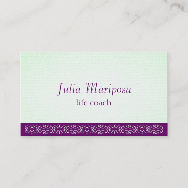 Mariposa-Grüntöne-Violette Textur Visitenkarte (Vorderseite)