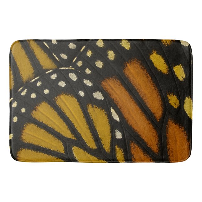 Mariposa Orange & Yellow Monarch Butterfly Wing Badematte (Vorderseite)