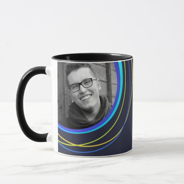 Maritim funky kreisförmig gemustertes Fototasse Tasse (Links)