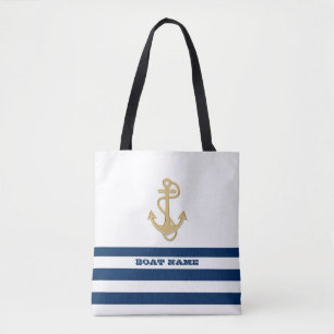 Maritim, Goldener Anker Marineblau Weiße Streifen