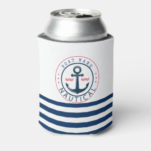 Maritim, Schiffsname, Anker Navy Blau Streifen Dosenkühler