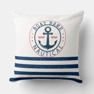 Maritim, Schiffsname, Anker Navyblaue Streifen Kissen