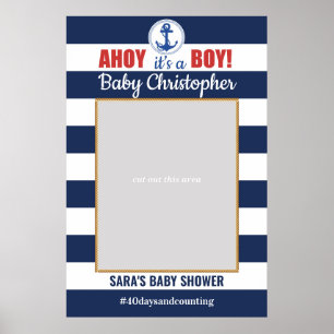 Maritime Ahoy Es ist ein Junge Baby Shower Foto-Re Poster