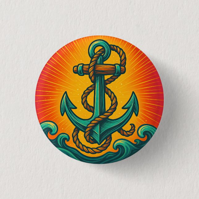 Maritime Anchor Pop Art Button (Vorderseite)