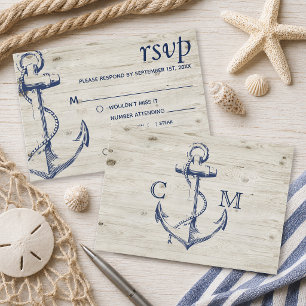 Maritime Anker Holz Menüwahl RSVP Karte