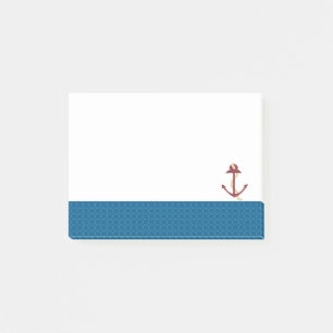 Maritime Anker mit blauem gemustertem Rand Post-it Klebezettel