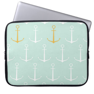 Maritime Anker preppy Mädchen blaues Anker-Muster Laptopschutzhülle