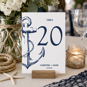 Maritime Anker-Skizze Navy Tischnummern
