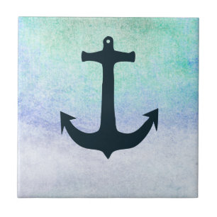 Maritime Anker Strand Blau Sommer vintage Fliese