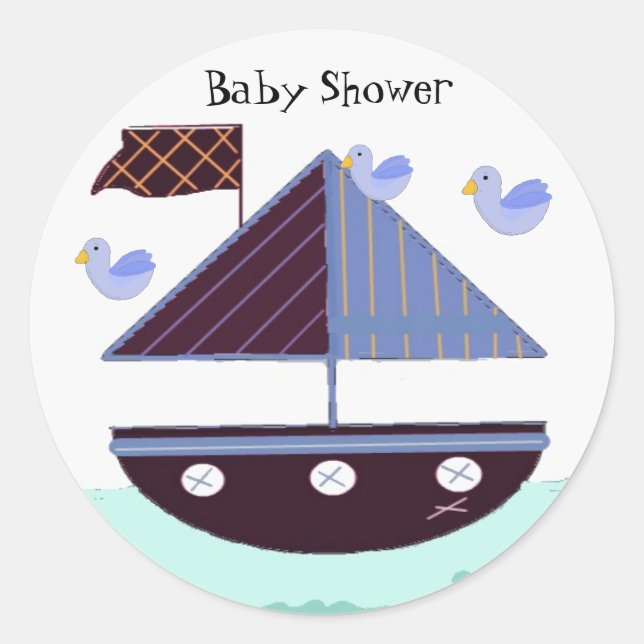 Maritime Babyparty Runder Aufkleber (Vorderseite)