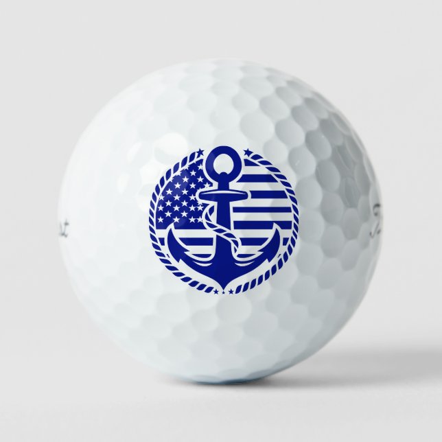 Maritime Blau Anker Golfball (Vorderseite)
