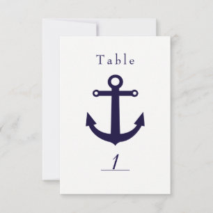 Maritime Blau Anker & Weiß Tischnummer Karte