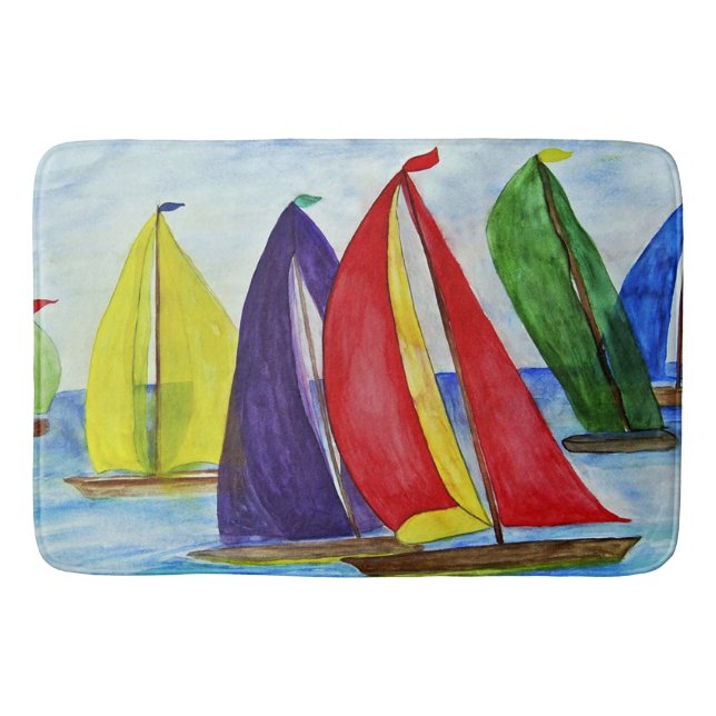 Maritime Farbige Segel  Badematte (Vorderseite)