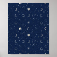 Maritime Himmel Mond und Sterne Kunstposter