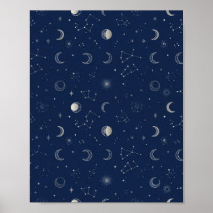 Maritime Himmel Mond und Sterne Kunstposter Poster