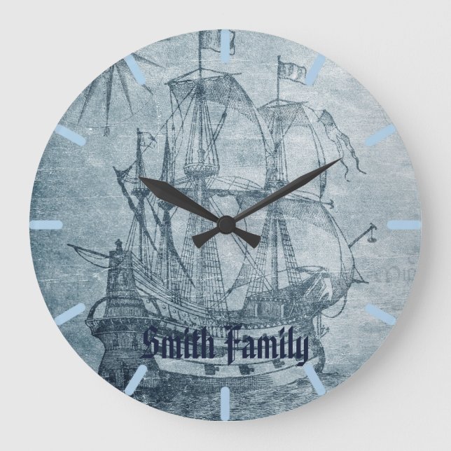 Maritime hohe Schiffs-Gewohnheit Große Wanduhr (Vorderseite)