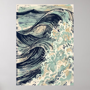 Maritime Japan-Wellen-Kunstposter Poster