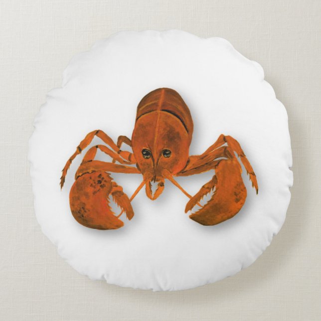 Maritime Lobster Rundes Kissen (Vorderseite)