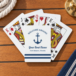 Maritime Marine Willkommen an Bord Bootsname Spielkarten