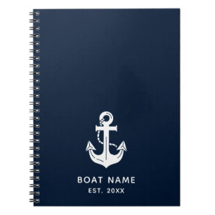 Maritime Marineblaue Bootname Anker Notizblock