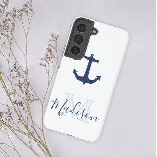 Maritime Navy-Anker-Segel Cool Initial Name Samsung Galaxy Hülle