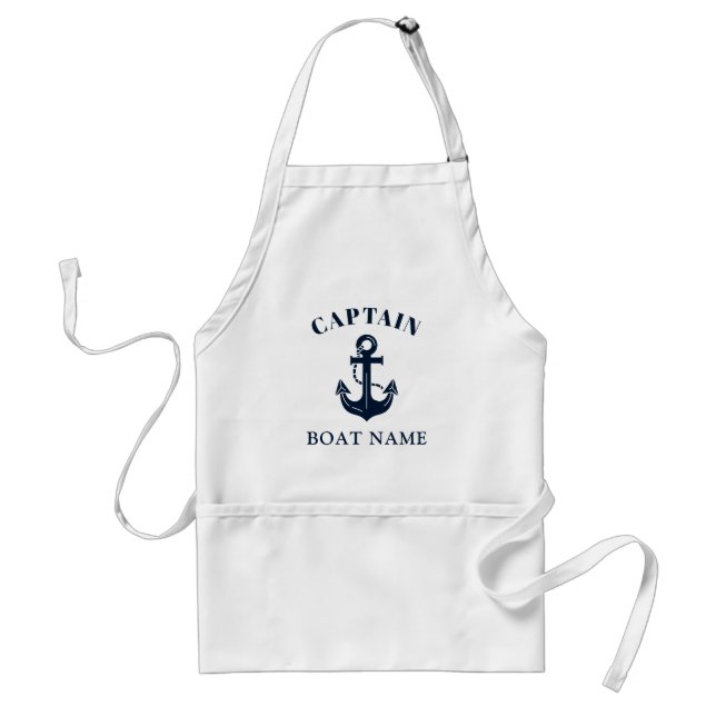 Maritime Navy Blau Benutzerdefinierter Bootsname K Schürze (Vorne)