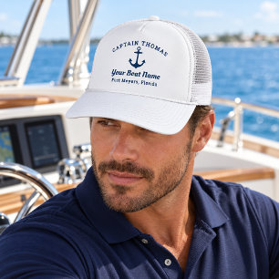 Maritime Navy Blau Benutzerdefinierter Kapitän Boo Truckerkappe