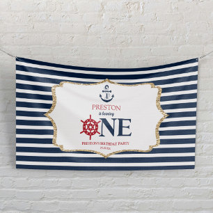 Maritime Navy Blau EINS Erste 1. Geburtstagsfeier Banner