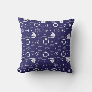 Maritime Navy Blau Nahtlose Muster Hintergrund Kissen