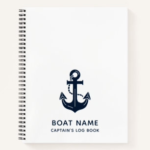 Maritime Navy Blaues Bootsname Anker Notizbuch