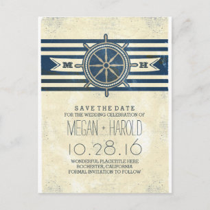 Maritime Navy Vintage Save-the-Date Postkarten