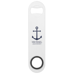 Maritime Navyblauer Anker Personalisierte Trauzeug Speed Flaschenöffner