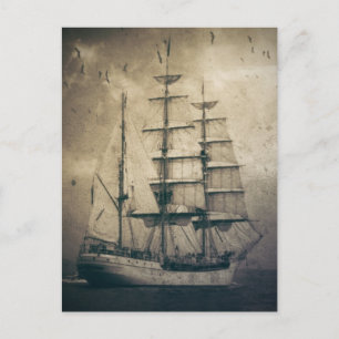 Maritime Ozean Meer Vintage Segeln Segelboot Postkarte