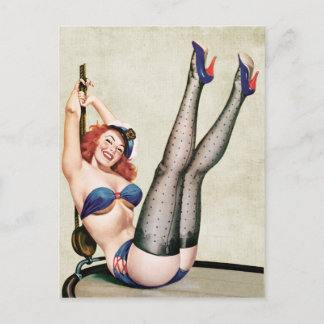 Maritime Pin-up-Girl Postkarte