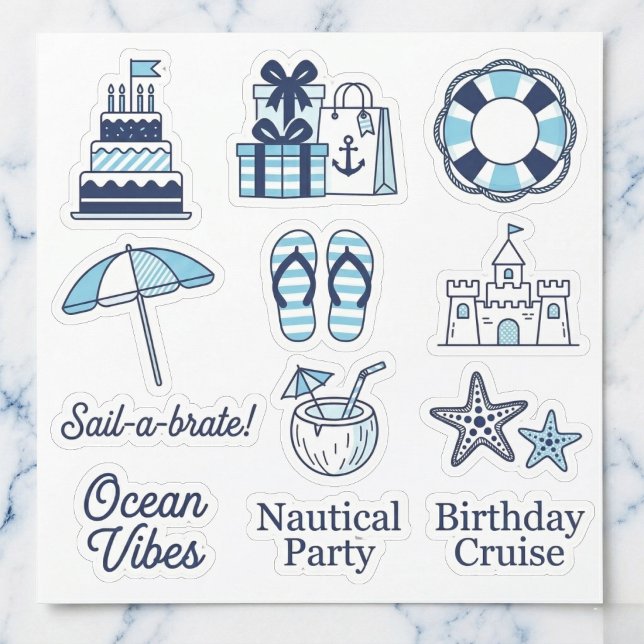 Maritime "Sail-a-brate" Aufkleber-Packung Aufkleber (Decorate your nautical party favors.)