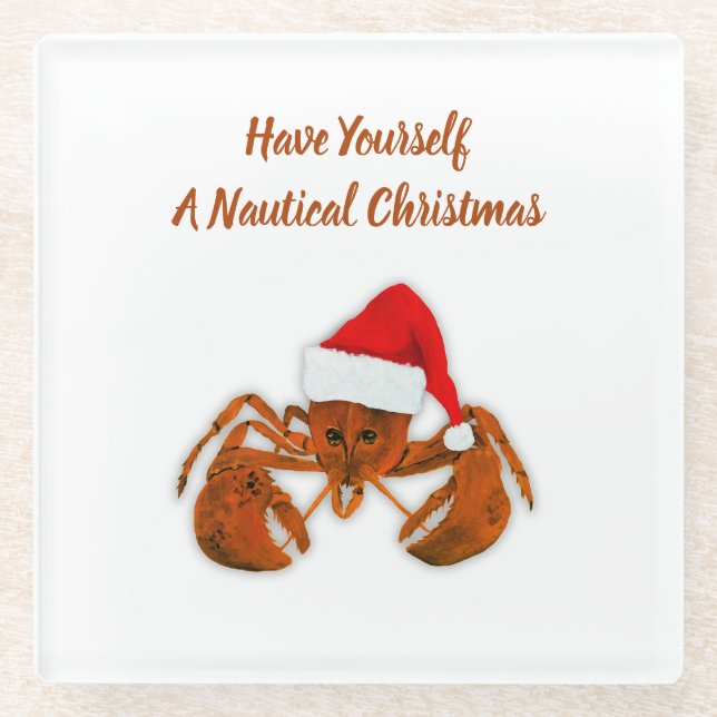 Maritime Santa Lobster Glasuntersetzer (Vorderseite)